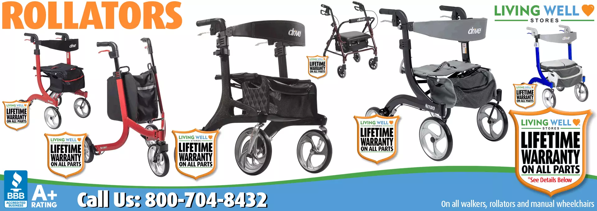 Living Well Stores: Featuring the very best selection of Walking Assist Products: Walkers, Rollators, Manual Wheelchairs, Canes and Accessories