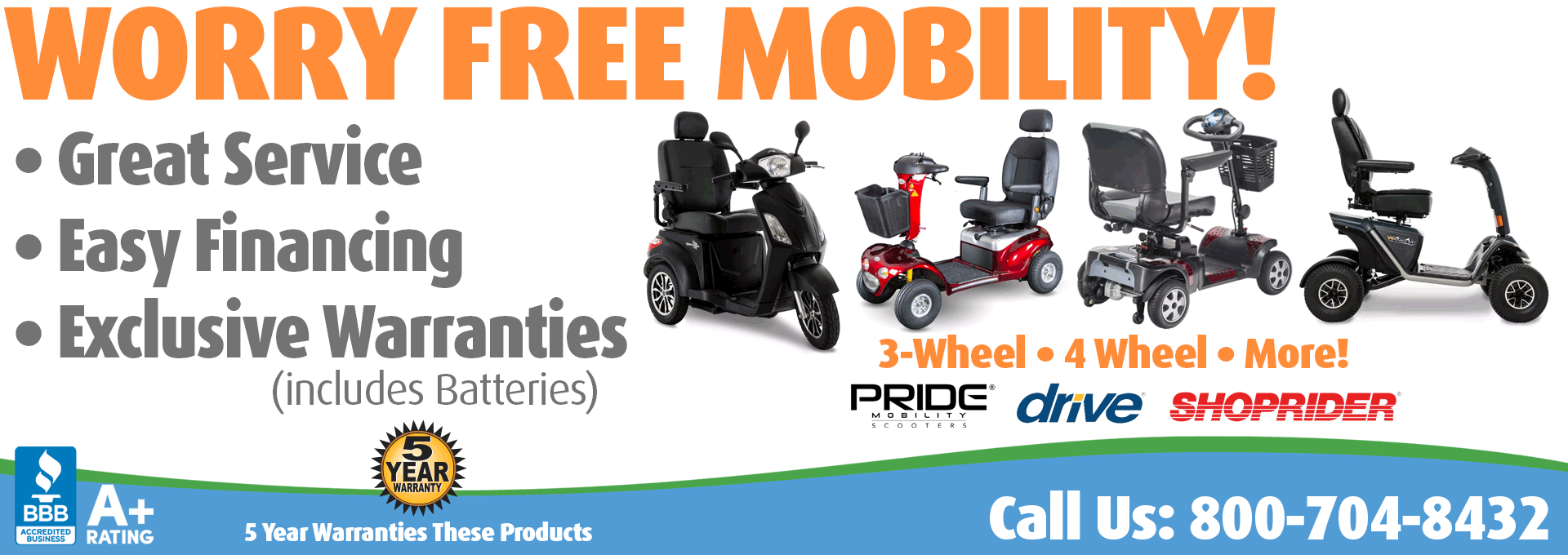Living Well Stores: Heavy Duty, High weight capacity Mobility Scooters with Worry Free Warranties, from Drive Medical, Pride Mobility, Shoprider and More.