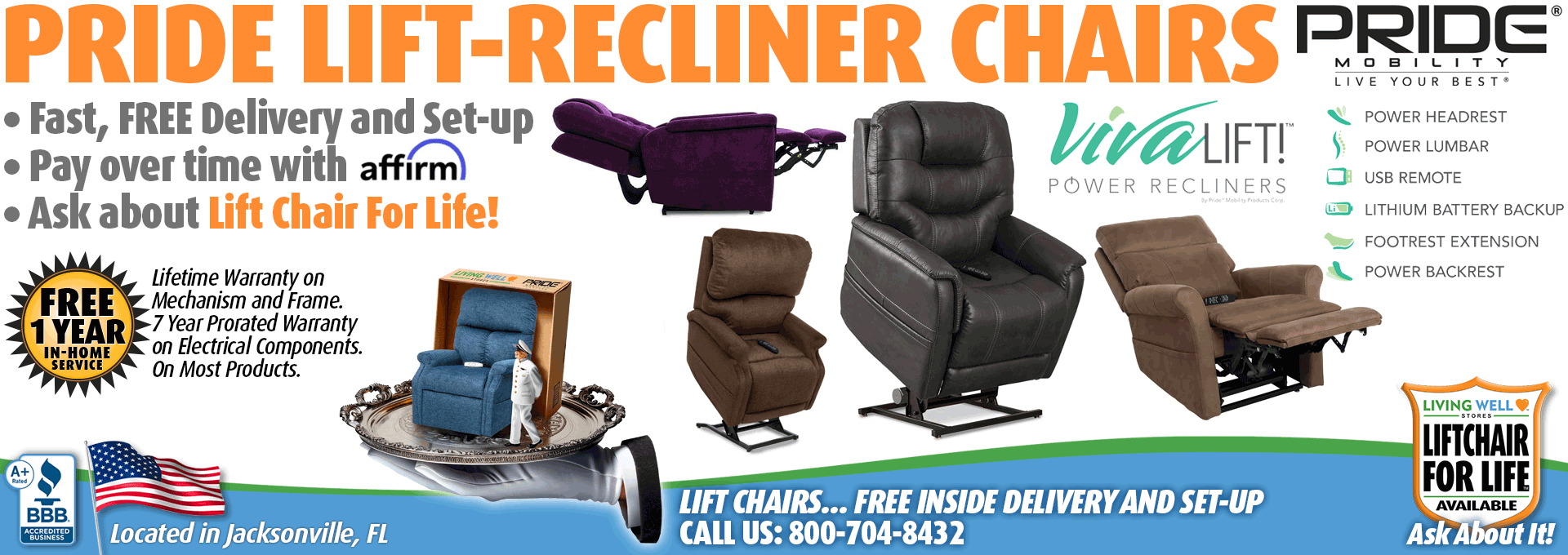 Living Well Stores: Vivalift! Collection of Power Lift Recliner Clairs from Pride Mobility