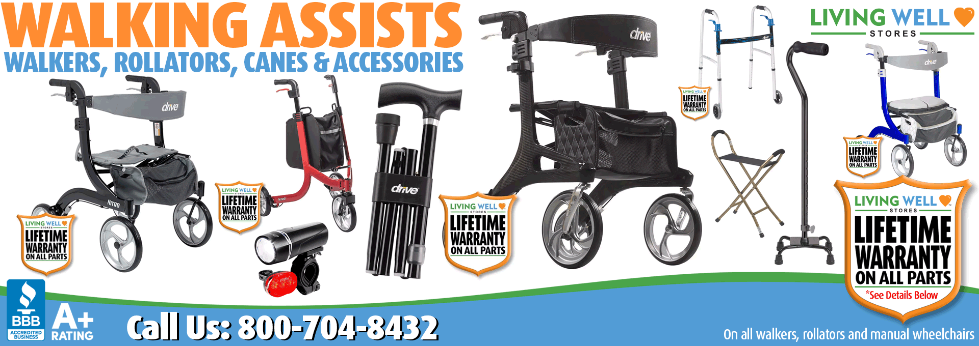 Living Well Stores: Featuring the very best selection of Walking Assist Products: Walkers, Rollators, Manual Wheelchairs, Canes and Accessories