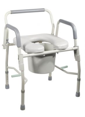 Drive Medical Steel Drop Arm Bedside- Commode with Padded Seat & Arms